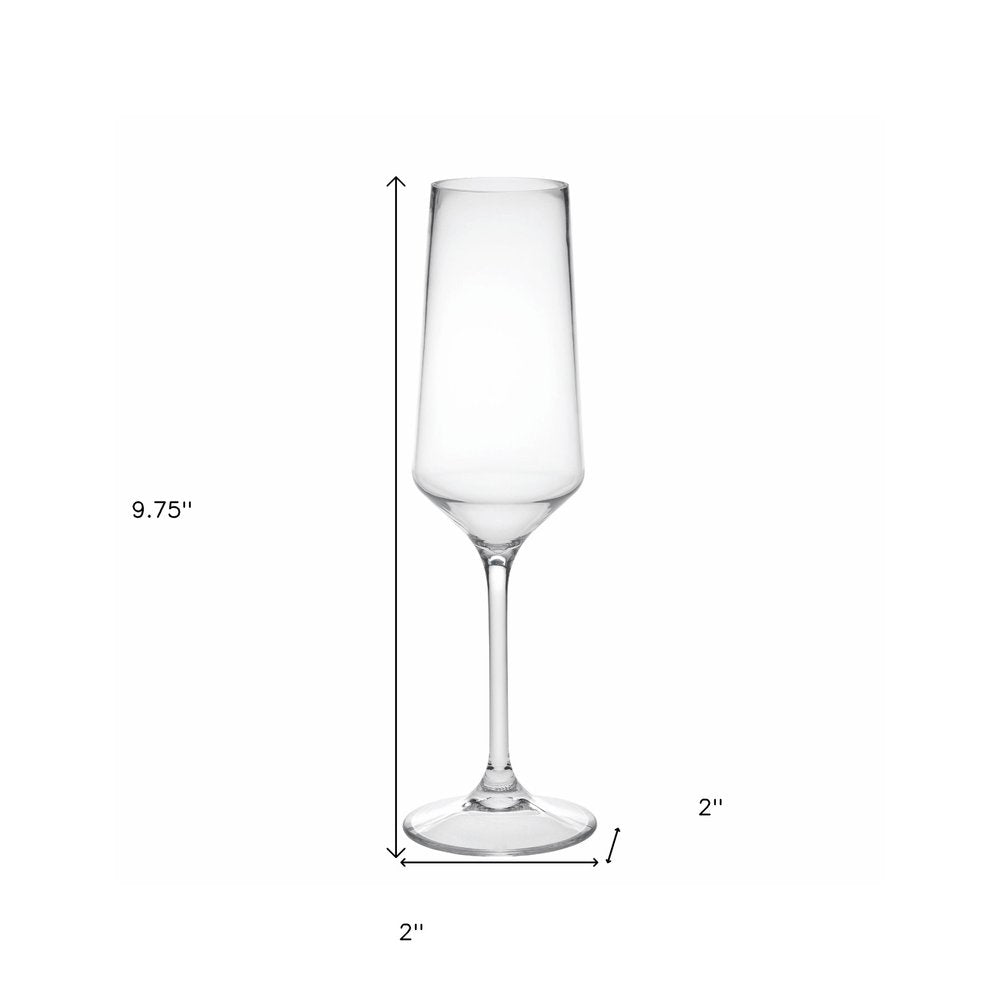 Set of Four Clear Tritan Plastic Stemmed Flute