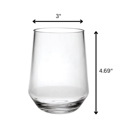 Set of Four Clear Tritan Plastic Stemless All Purpose Tumbler Wine Glasses