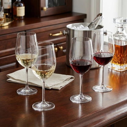 Set of Four Clear Tritan Plastic Stemmed All Purpose Wine Glass