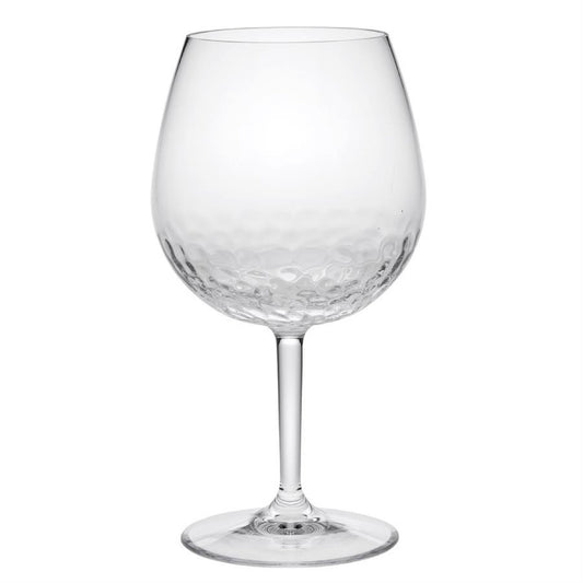 Set of Four Clear Dimpled Tritan Plastic Balloon or Round Bowl Stemmed All Purpose Wine Glasses