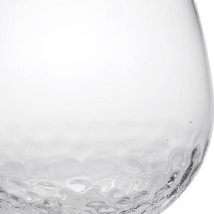 Set of Four Clear Dimpled Tritan Plastic Balloon or Round Bowl Stemmed All Purpose Wine Glasses