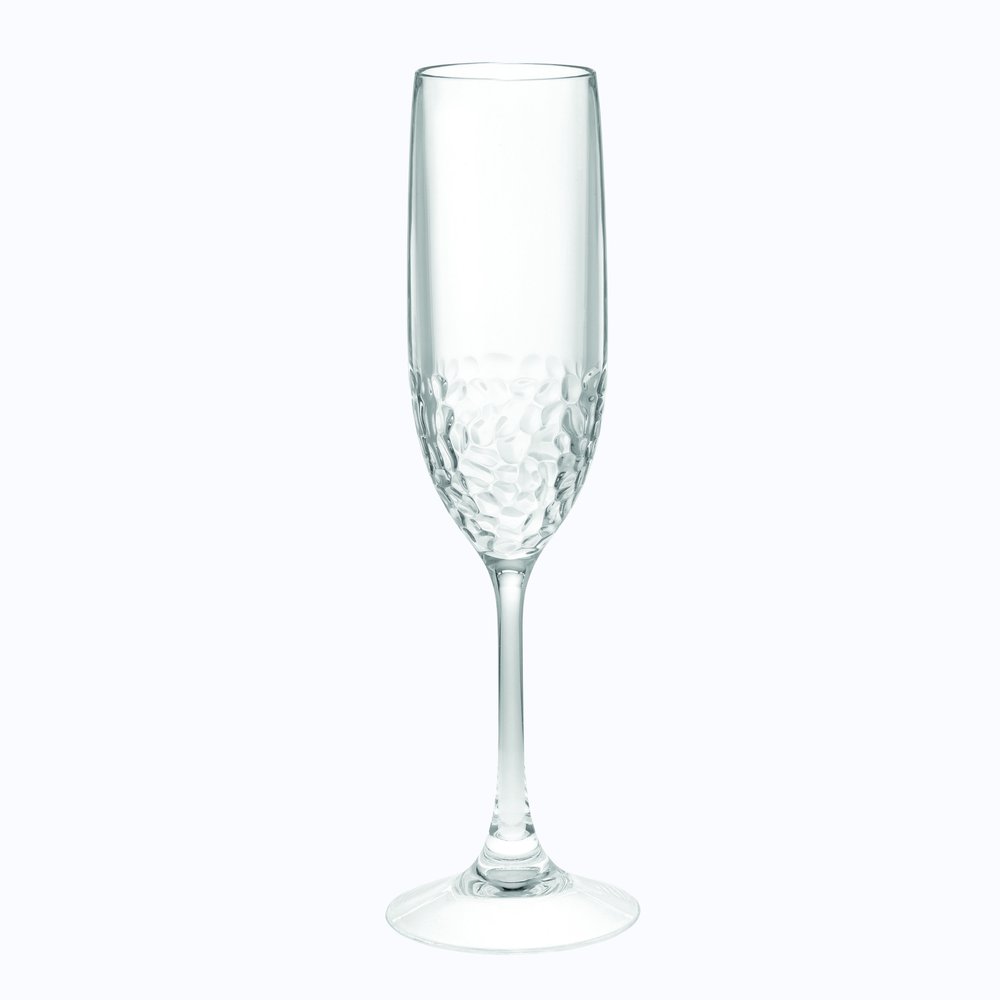 Set of Four Clear Tritan Plastic Stemmed Flute