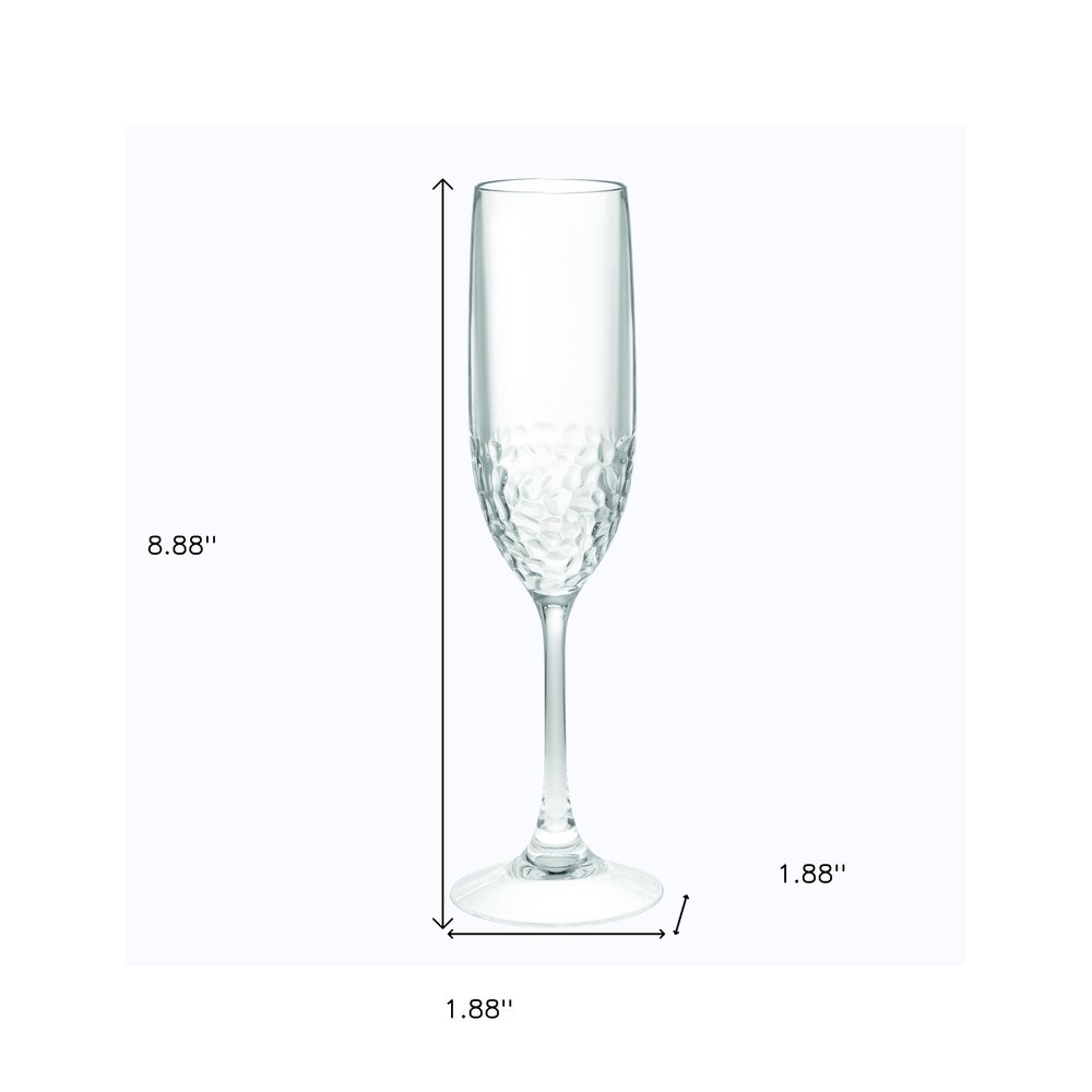 Set of Four Clear Tritan Plastic Stemmed Flute