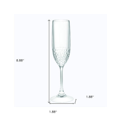 Set of Four Clear Tritan Plastic Stemmed Flute