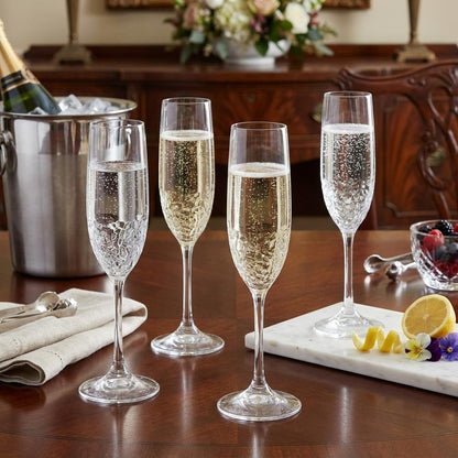 Set of Four Clear Tritan Plastic Stemmed Flute