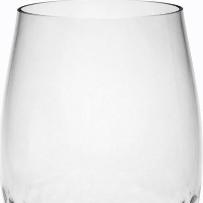 Set of Four Clear Dimpled Tritan Plastic Stemless All Purpose Tumbler Wine Glasses