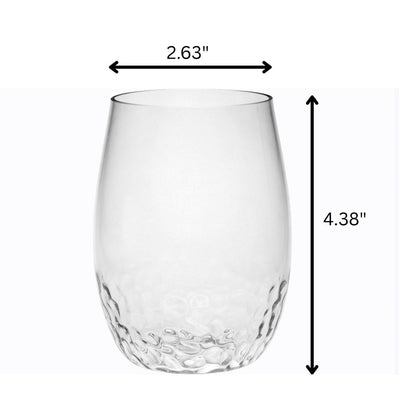 Set of Four Clear Dimpled Tritan Plastic Stemless All Purpose Tumbler Wine Glasses