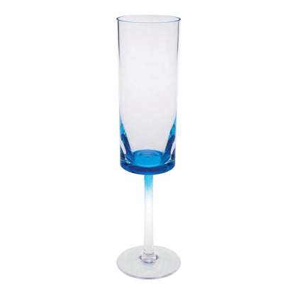 Set of Four Clear and Blue Acrylic Stemmed Flutes