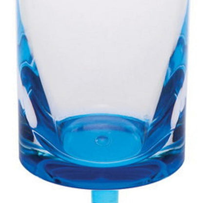 Set of Four Clear And Blue Acrylic Round Bowl Stemmed Flute