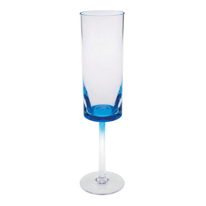 Set of Four Clear And Blue Acrylic Round Bowl Stemmed Flute
