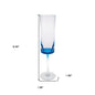 Set of Four Clear And Blue Acrylic Round Bowl Stemmed Flute
