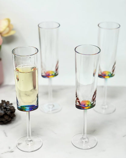 Set of Four Clear Acrylic Stemmed Flutes