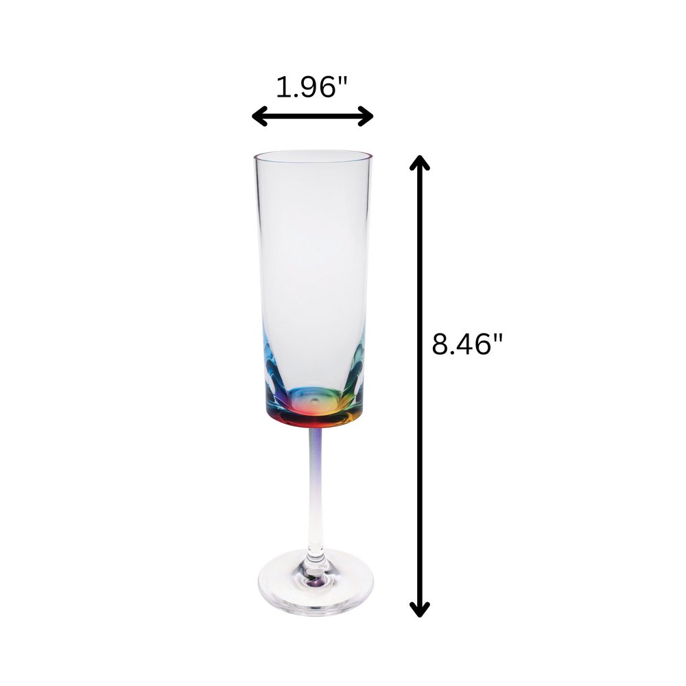 Set of Four Rainbow Geometric Acrylic Stemmed Flutes