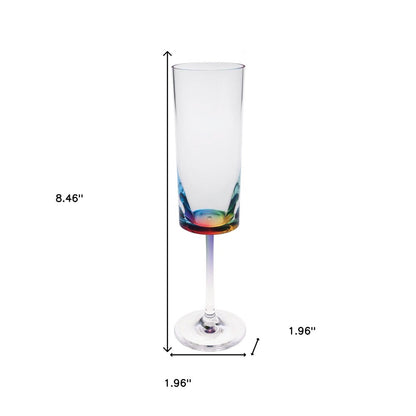 Set of Four Rainbow Acrylic Round Bowl Stemmed Flute