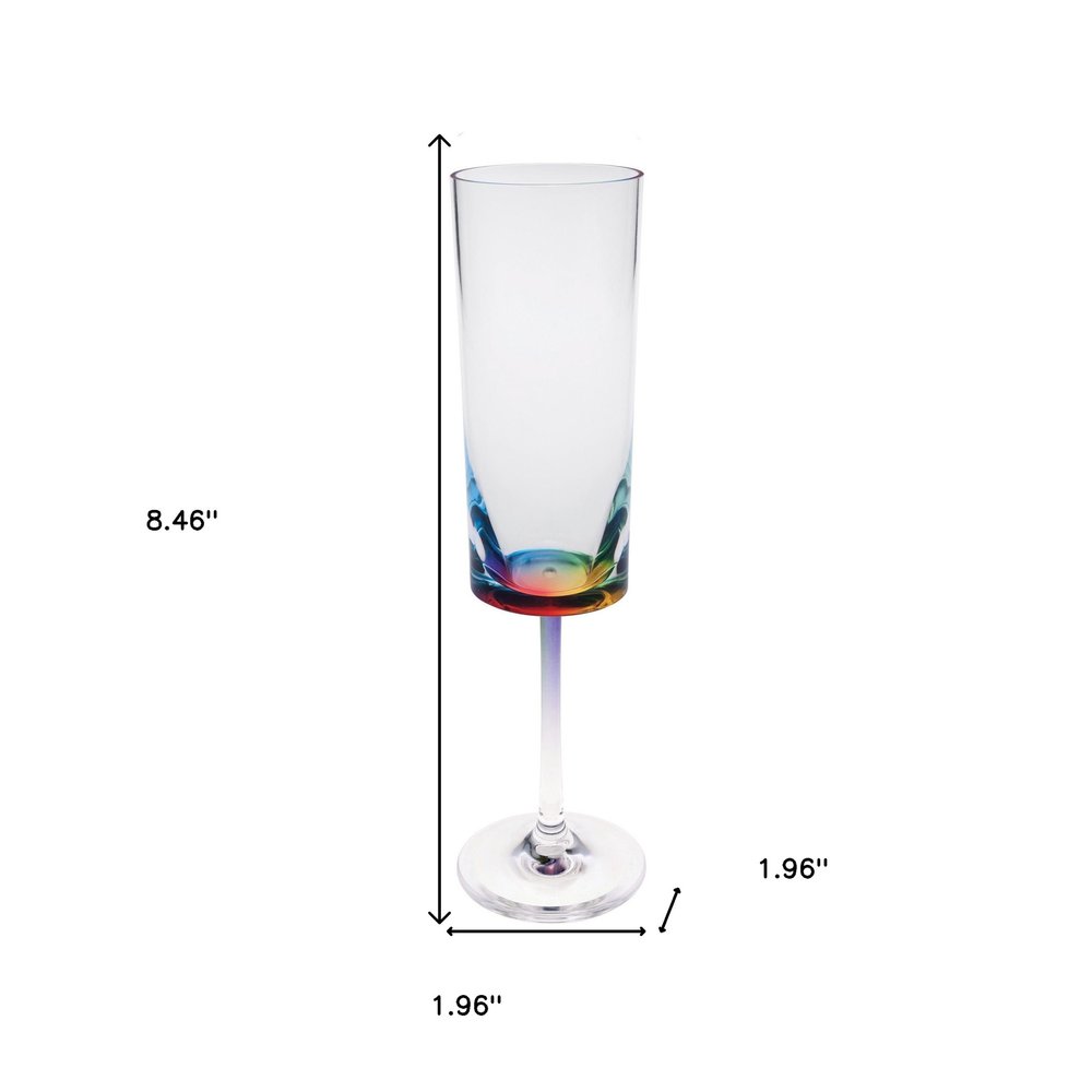 Set of Four Rainbow Geometric Acrylic Stemmed Flutes