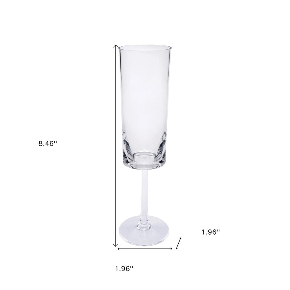 Set of Four Clear Tritan Plastic Stemmed Flute