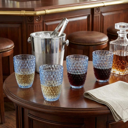 Set of Four Blue Diamond Acrylic Stemless Whiskey Glass
