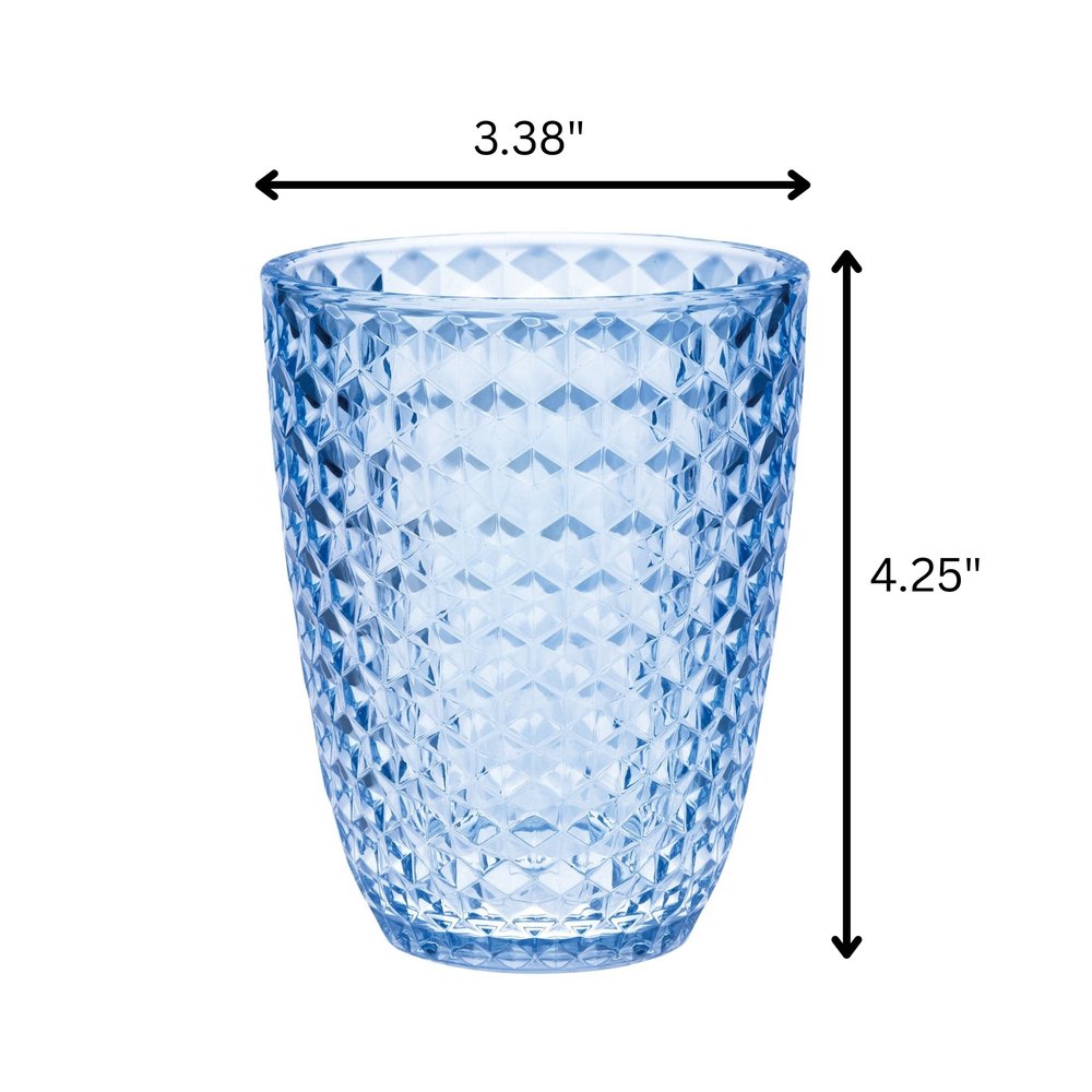Set of Four Blue Diamond Acrylic Stemless Whiskey Glass
