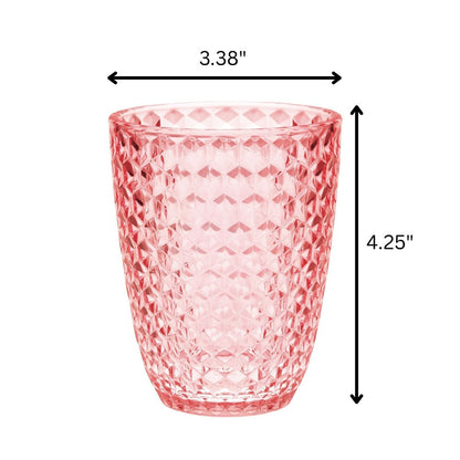 Set of Four Clear Diamond Acrylic Stemless Whiskey Glasses