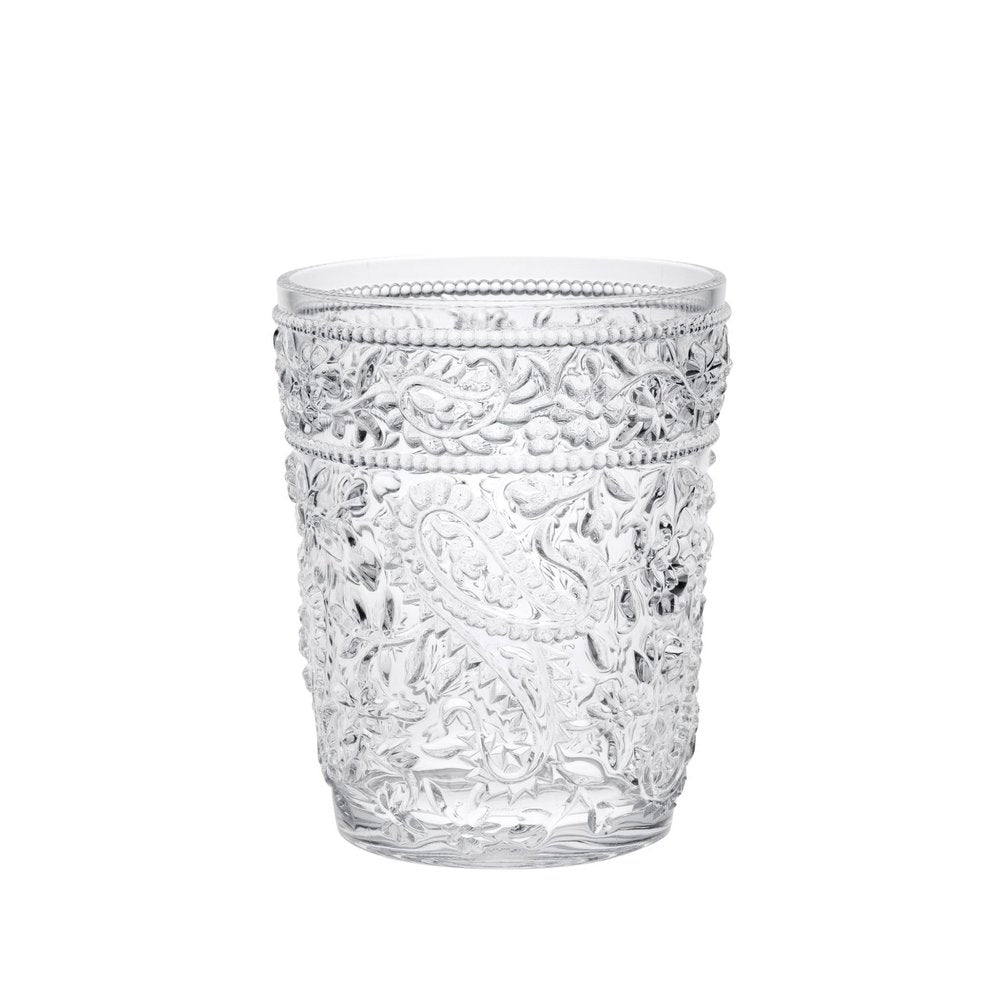 Set of Four Blue Paisley Acrylic Stemless Whiskey Glasses