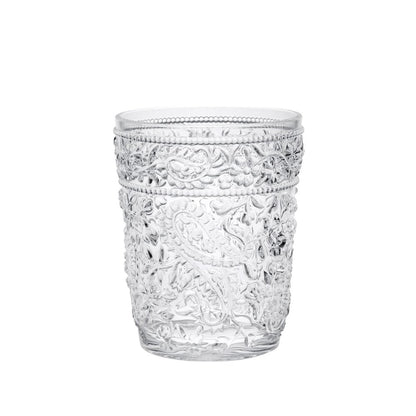 Set of Four Blue Paisley Acrylic Stemless Whiskey Glasses