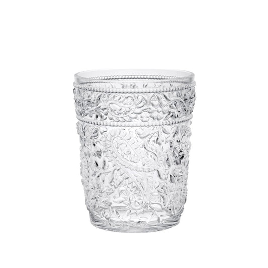 Set of Four Blue Paisley Acrylic Stemless Whiskey Glasses