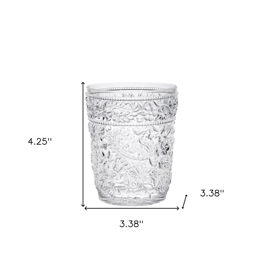 Set of Four Blue Paisley Acrylic Stemless Whiskey Glasses