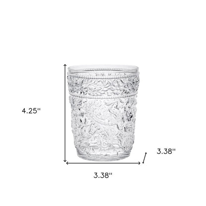 Set of Four Blue Paisley Acrylic Stemless Whiskey Glasses