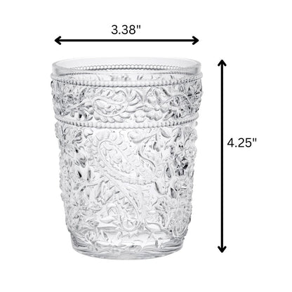 Set of Four Clear Paisley Acrylic Stemless Whiskey Glass