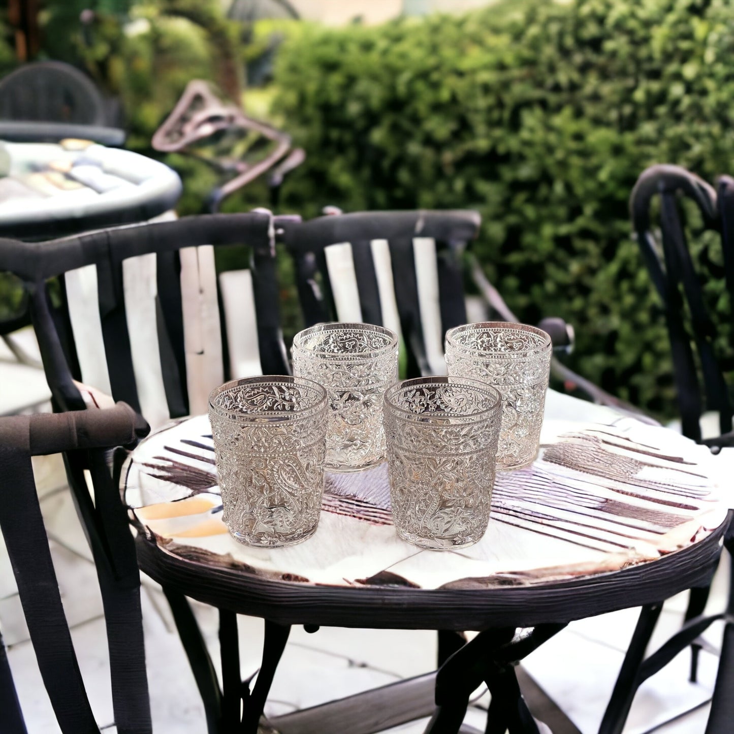 Set of Four Clear Paisley Acrylic Stemless Whiskey Glass