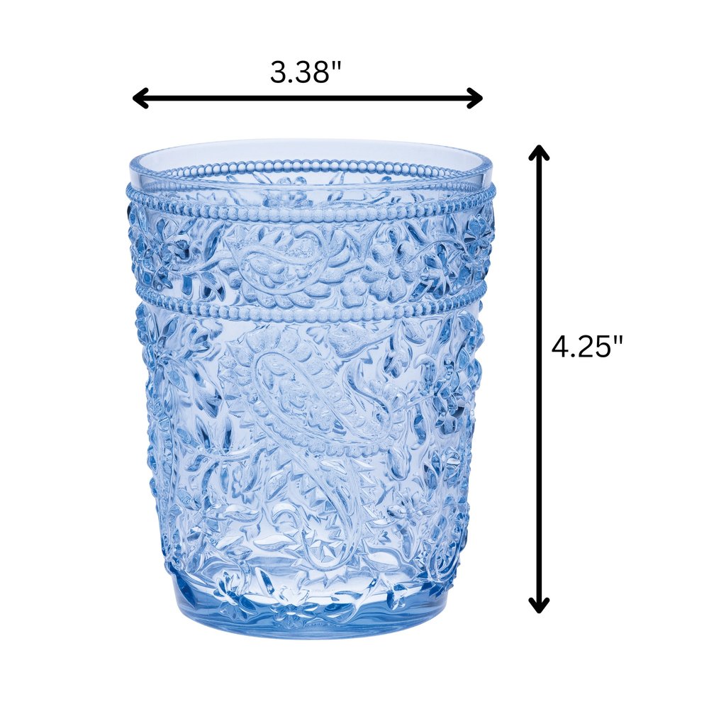 Set of Four Clear Paisley Acrylic Stemless Whiskey Glass