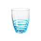 Set of Four Clear and Blue Acrylic Stemless Whiskey Glasses