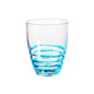 Set of Four Clear and Blue Acrylic Stemless Whiskey Glasses
