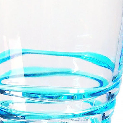 Set of Four Clear and Blue Acrylic Stemless Whiskey Glasses