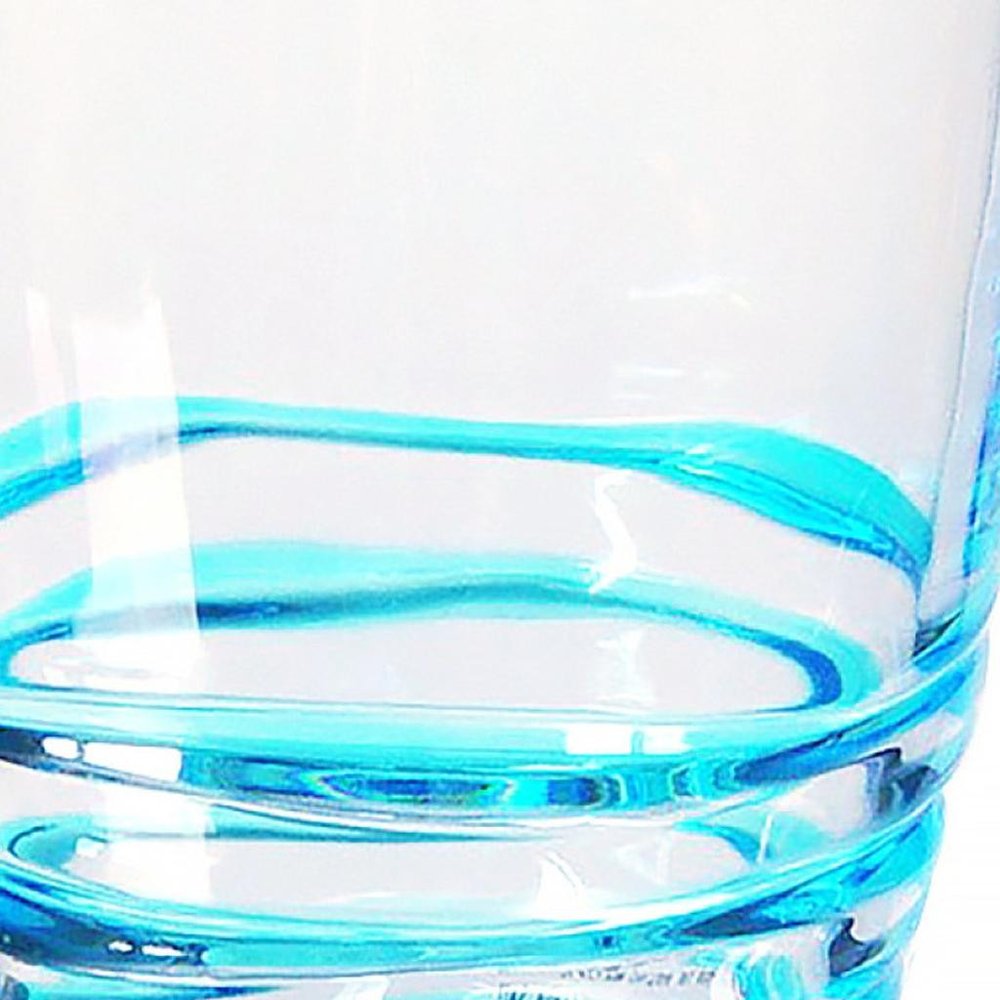 Set of Four Clear and Blue Acrylic Stemless Whiskey Glasses