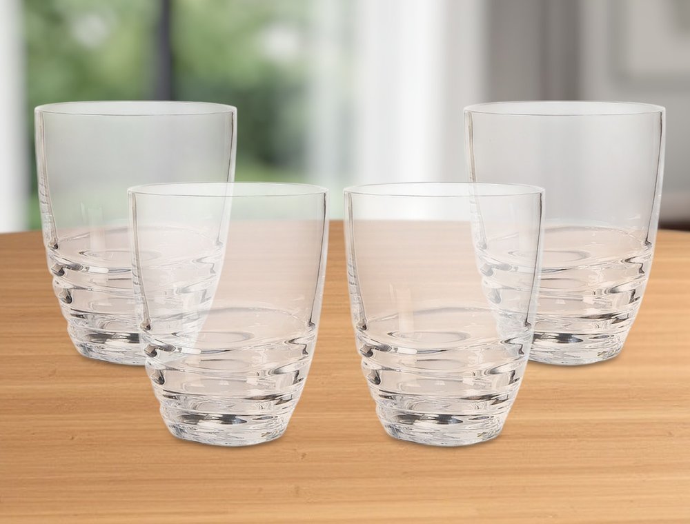 Set of Four Clear Acrylic Stemless Whiskey Glass