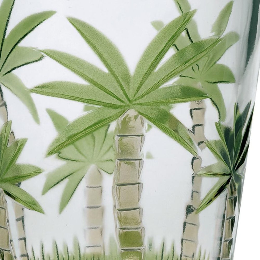 Set of Four Green Floral Acrylic Stemless Whiskey Glass