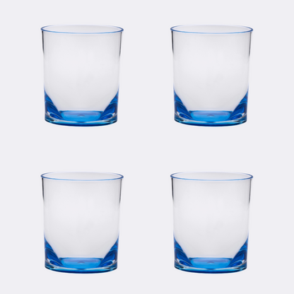 Set of Four Blue Acrylic Stemless Whiskey Glass