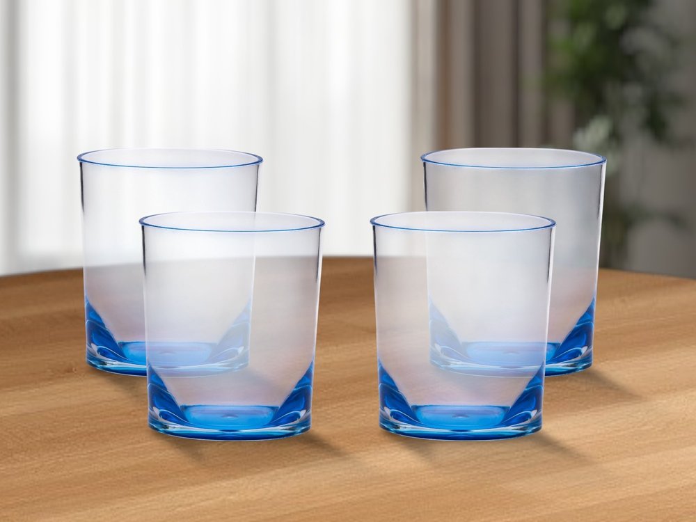 Set of Four Rainbow Geometric Acrylic Stemless Whiskey Glass