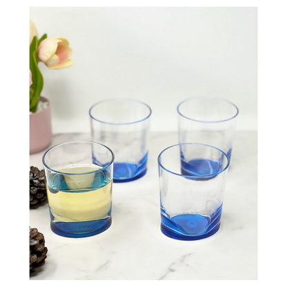 Set of Four Blue Acrylic Stemless Whiskey Glass