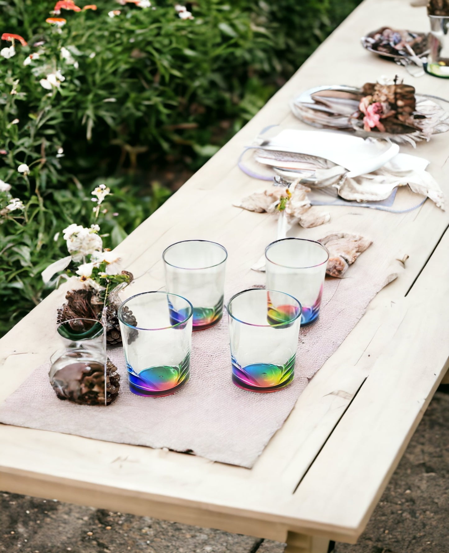 Set of Four Blue Acrylic Stemless Whiskey Glass