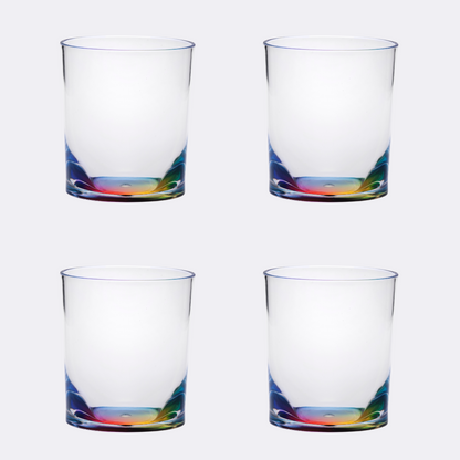 Set of Four Blue Acrylic Stemless Whiskey Glass