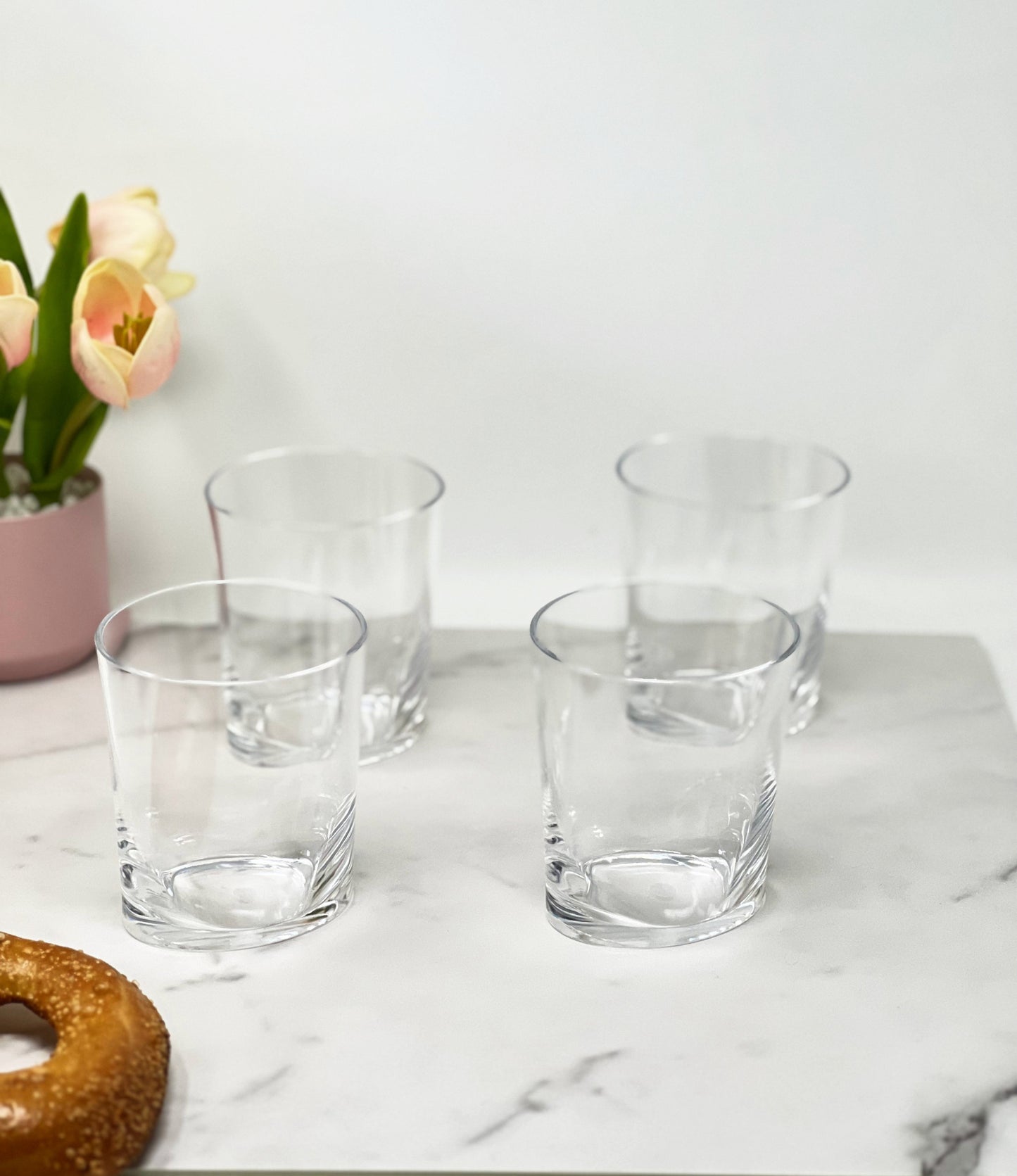 Set of Four Clear Acrylic Stemless Whiskey Glass