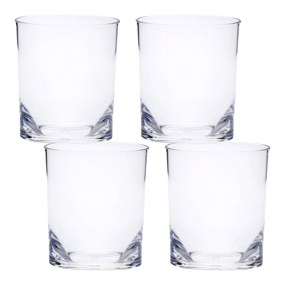 Set of Four Clear Tritan Plastic Stemless Whiskey Glass