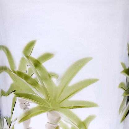 Set of Four Clear and Green Palm Tree Acrylic Highball Glasses