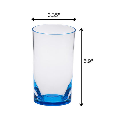 Set of Four Clear and Blue Acrylic Highball Glasses