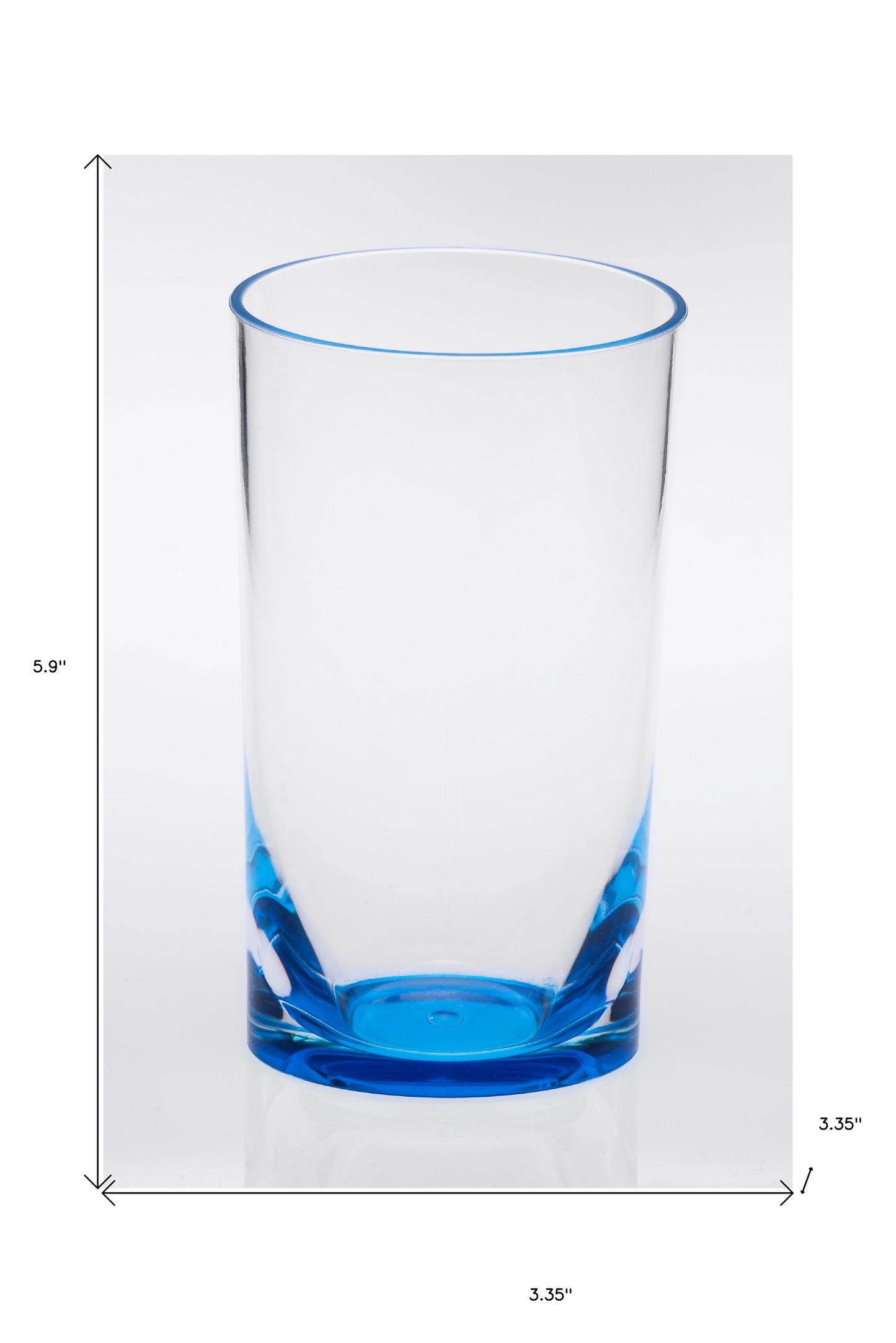 Set of Four Clear and Blue Acrylic Highball Glasses