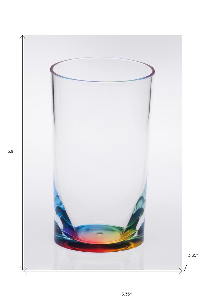 Set of Four Clear And Blue Acrylic Stemless Highball Glass