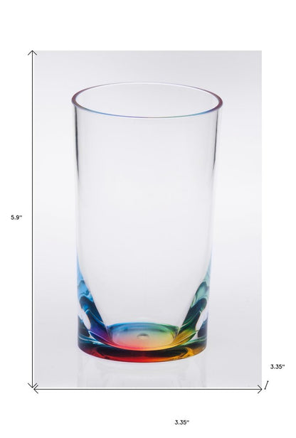 Set of Four Clear And Blue Acrylic Stemless Highball Glass