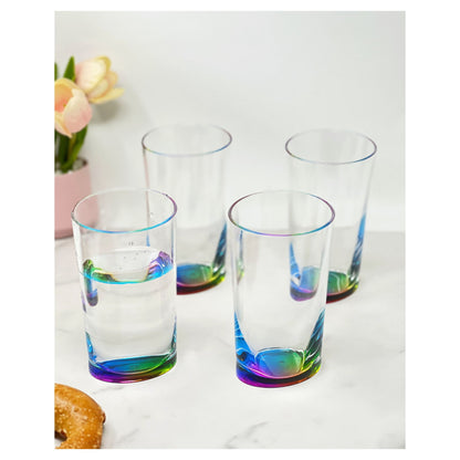 Set of Four Clear and Blue Acrylic Highball Glasses